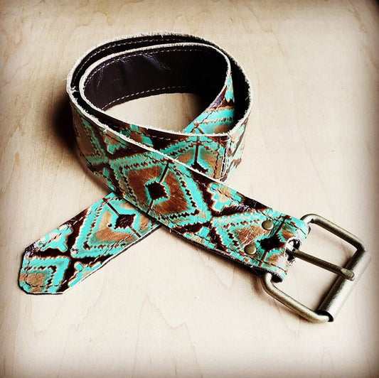 Turquoise Navajo Genuine Leather Belt