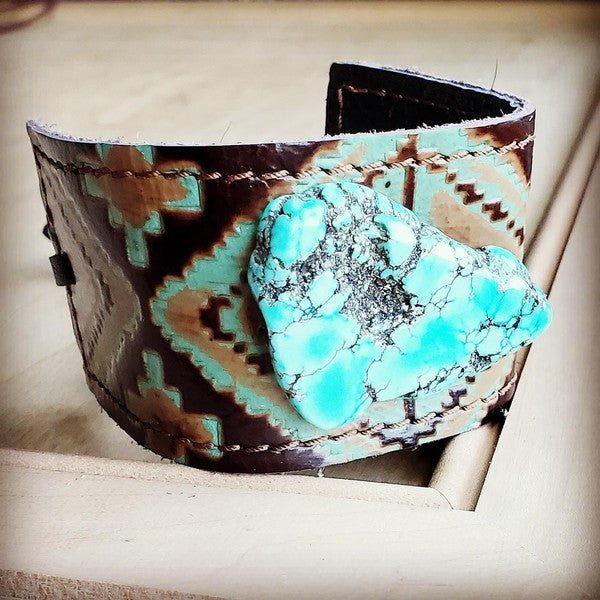 cuff w/ Tie-Turquoise Navajo and Turquoise Slab