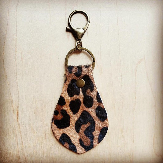 Hair-on-Hide Leather Key Chain - Leopard
