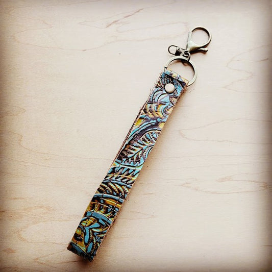 Leather Key Chain Strap Dallas Turquoise