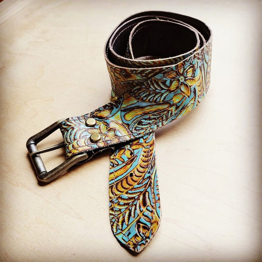 Dallas Turquoise Genuine Leather Belt 50 inch