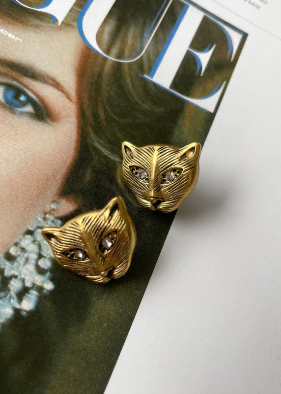 Retro style golden color animal stud earring