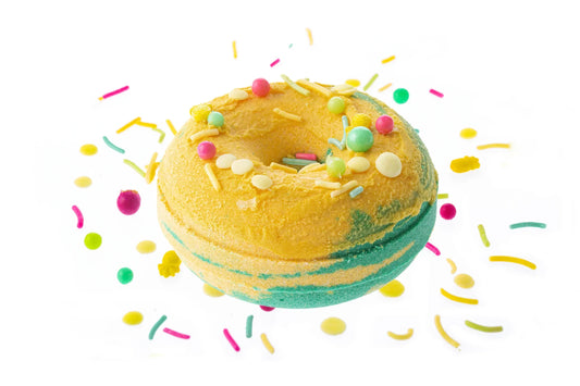 Handcrafted Tropical Donut Bath Bomb Scented in Sweet Pineapple-0